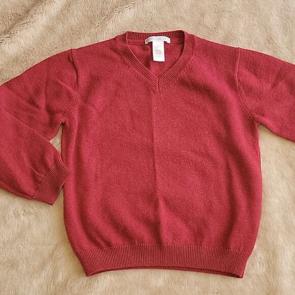 JANIE AND JACK RED WOOL V-NECK SWEATER, SIZE 4 - Picture 1 of 6